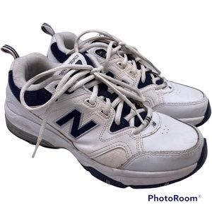 New Balance Mens 8 D Cross Training Waking Sneakers White Navy MX609V2X